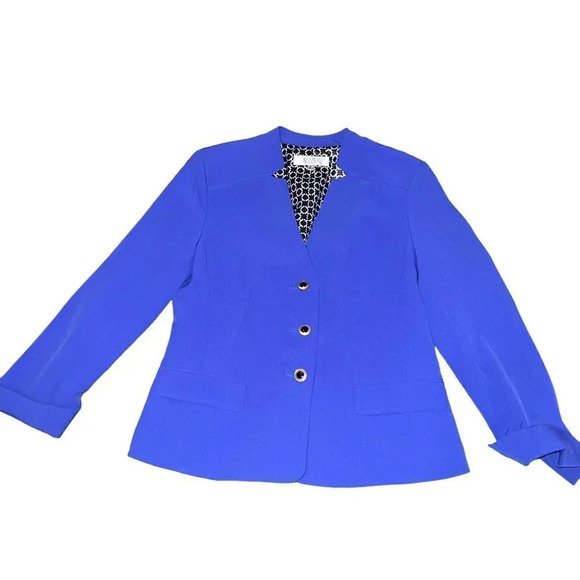 Kasper‎  Blue Jacquard Jacket Size 8 - Picture 1 of 4